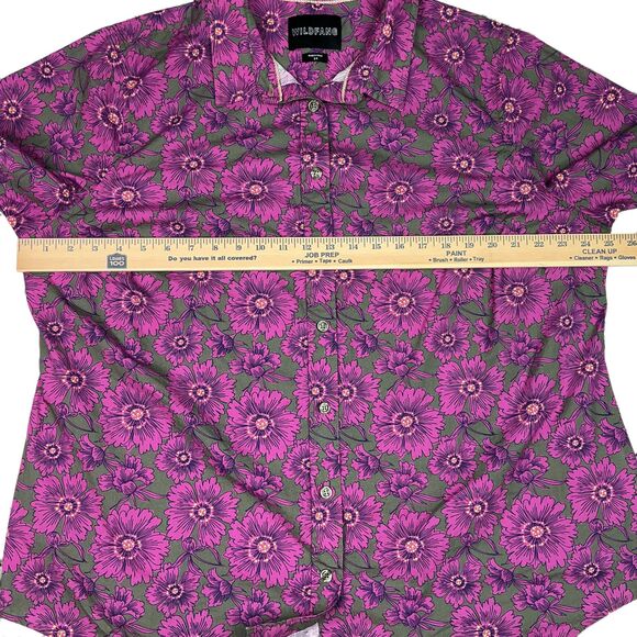 Wildfang The Essential Button Up Shirt sz 2X Unisex Floral Green Pink BOHO - Picture 8 of 9